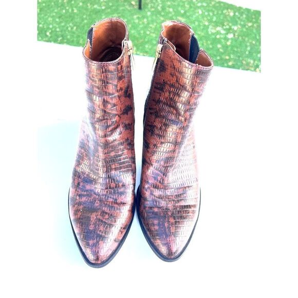 Franco Sarto Shoes boots ankle bootie snake leather luxury casual embossed 8. - Picture 3 of 11